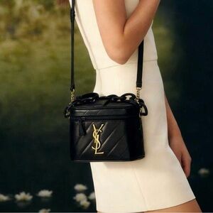 Yves Saint Laurent Black and Gold Crossbody Bag